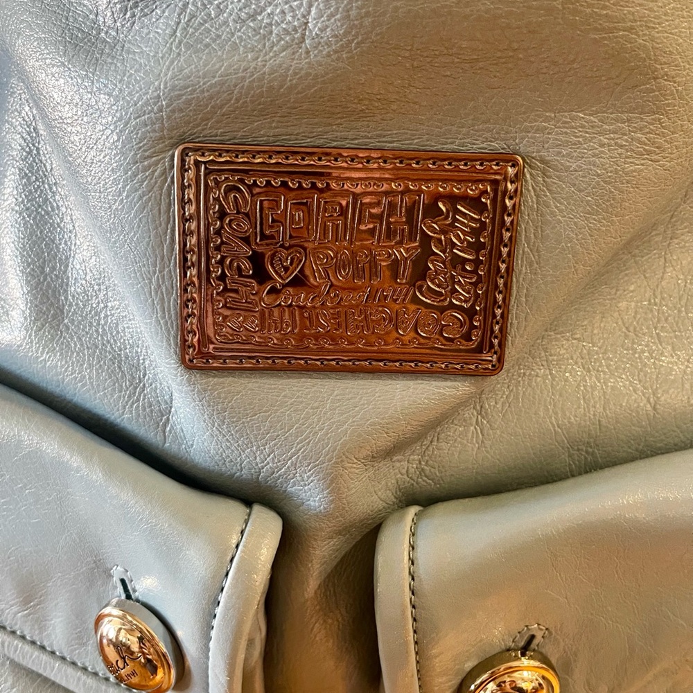 Coach Poppy Sky Blue Leather Shoulder Bag - Picture 5 of 14